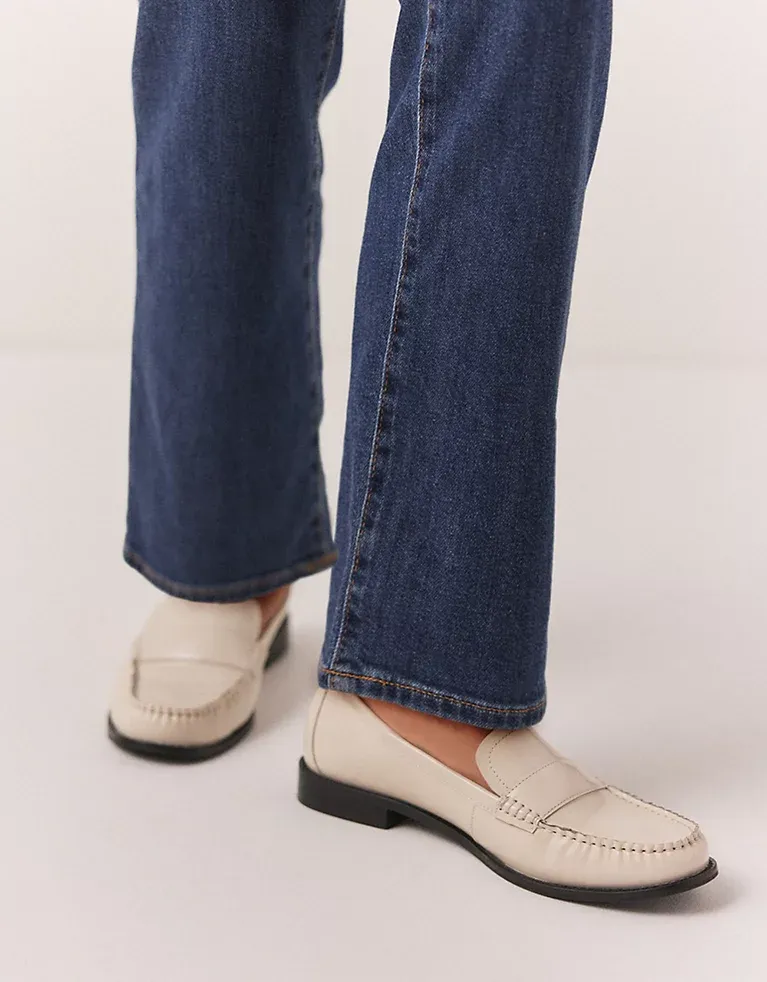 The White Company Shiny Leather Ruched Loafers