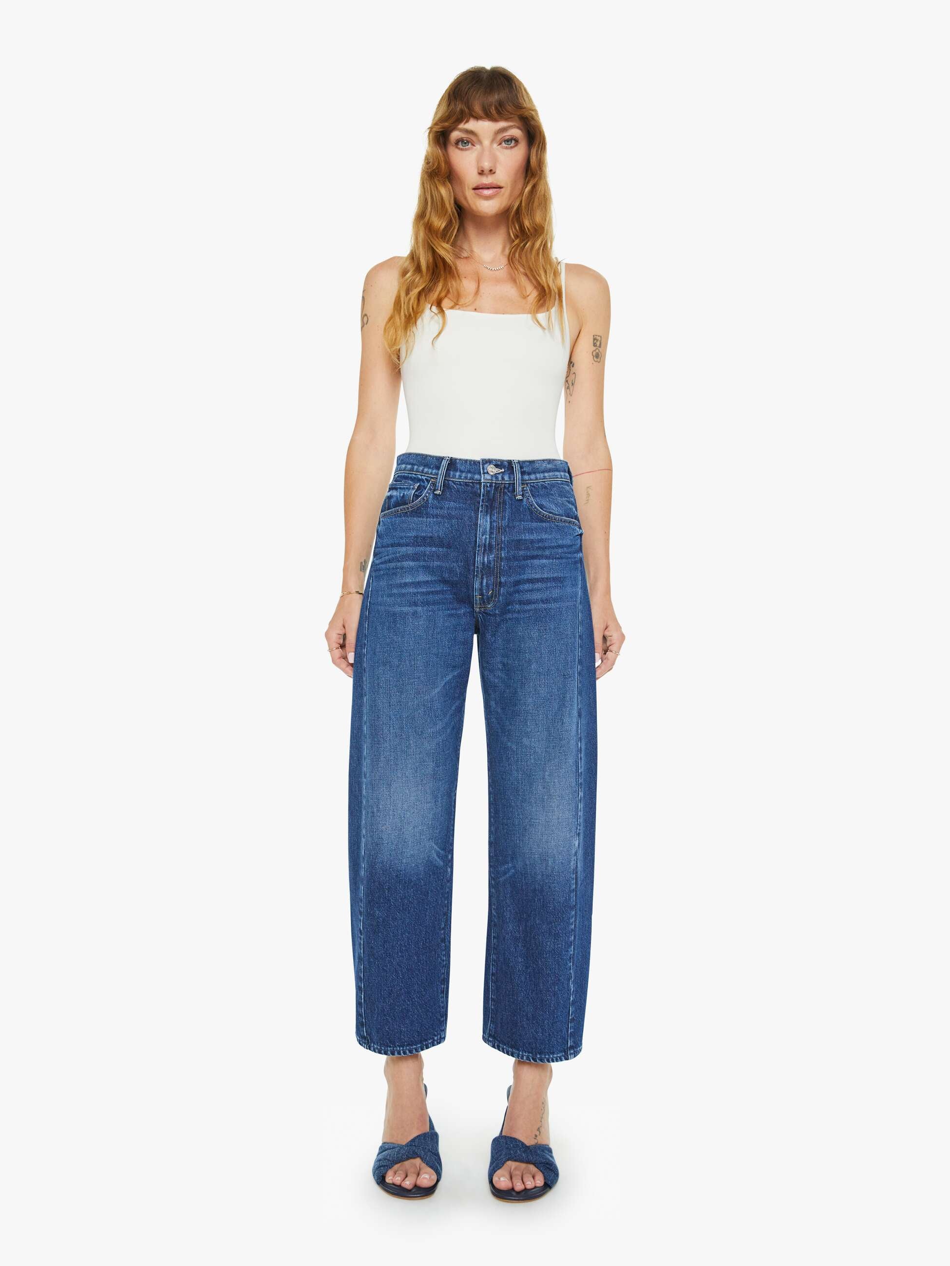 The Half Pipe Flood Two-Tone High-Rise Barrel-Leg Jeans