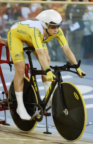 Annette Edmondson (Australia) about to start the omnium 500m time trial