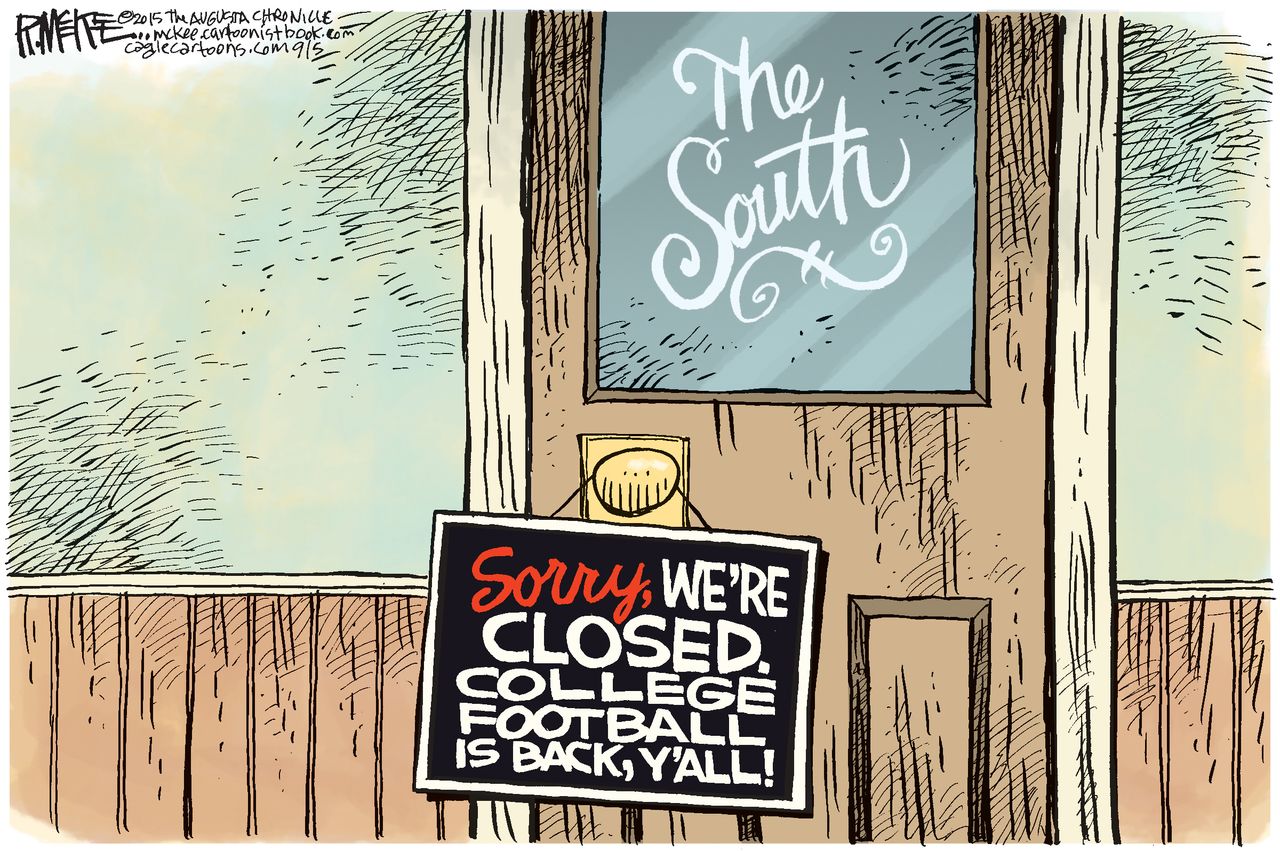 Editorial cartoon U.S. College Football South