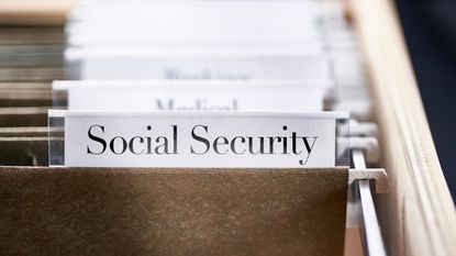 Social Security file in hanging folder.