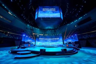A blue esports arena brought to life with solutions from EAW.