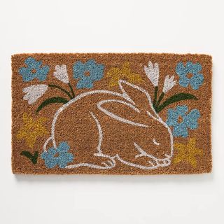 Floral Rabbit Printed Coir Doormat