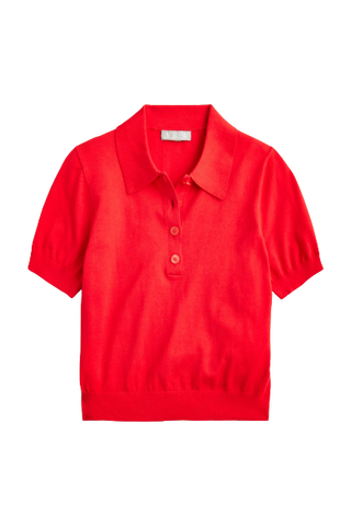 Short-Sleeve Sweater-Polo in Premium Ultra-Fine Cotton