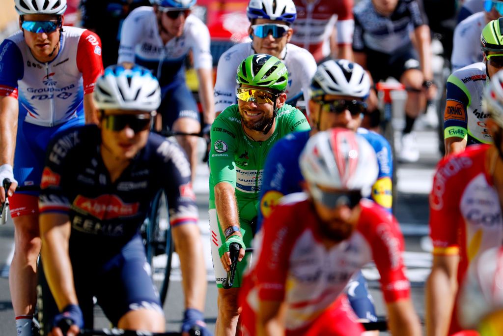 LIBOURNE FRANCE JULY 16 Mark Cavendish of The United Kingdom and Team Deceuninck QuickStep Green Points Jersey at arrival during the 108th Tour de France 2021 Stage 19 a 207km stage from Mourenx to Libourne LeTour TDF2021 on July 16 2021 in Libourne France Photo by Chris GraythenGetty Images