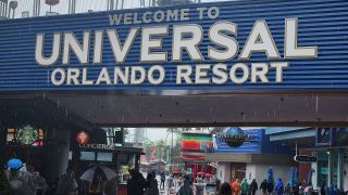 Universal Orlando Sign in the rain