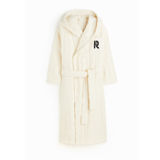 A cream bathrobe