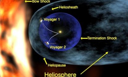 An artist's rendering shows the Voyager 1 reaching the edge of Earth's solar system after a 33-year odyssey.