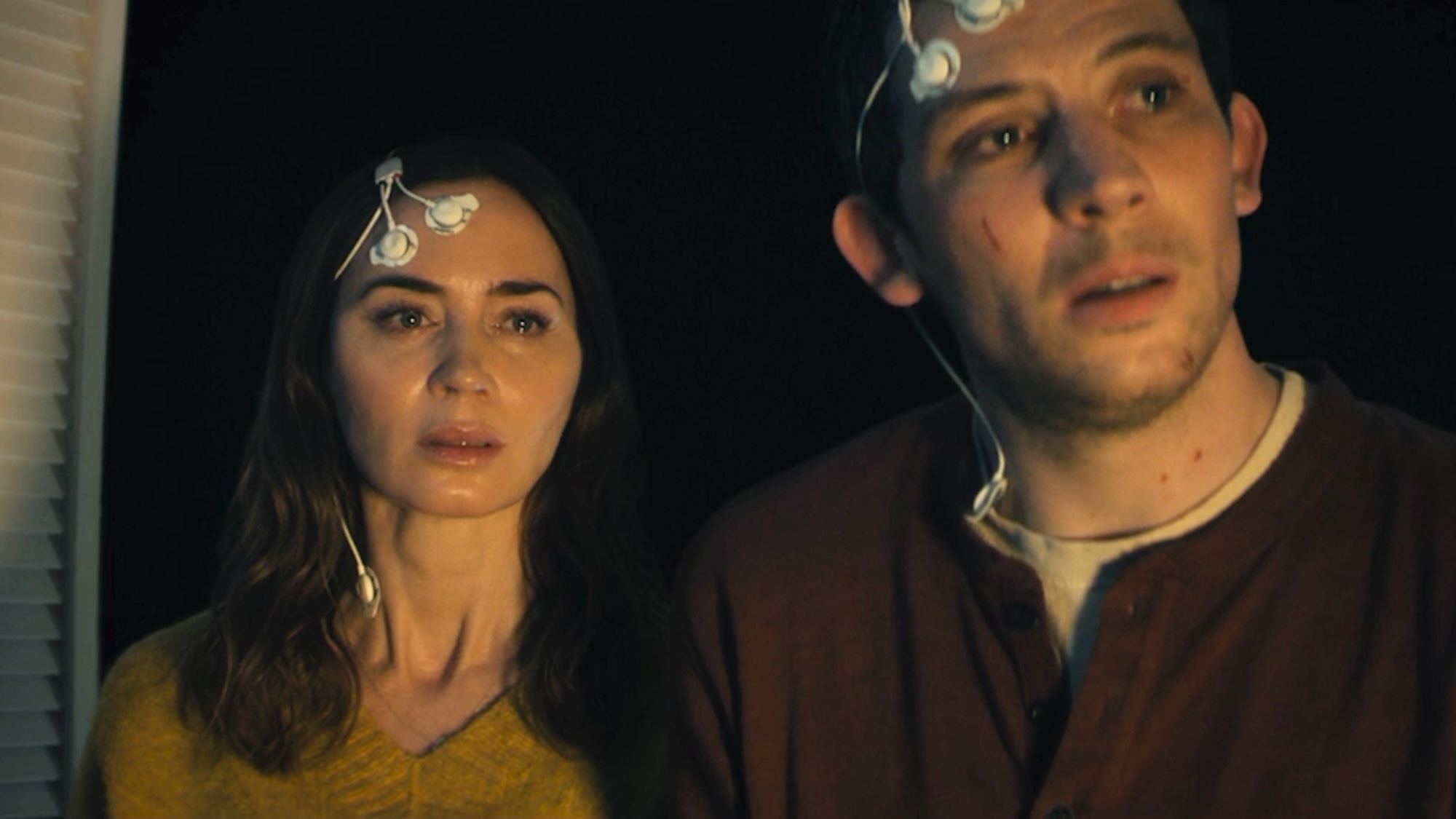 Emily Blunt and Josh O'Connor looking teary in Disclosure Day