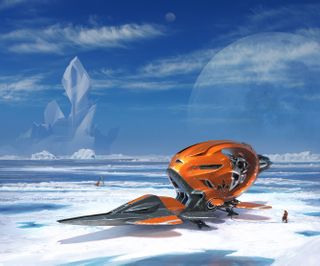 Another futuristic concept ship from Blast, this time set in an icy environment .