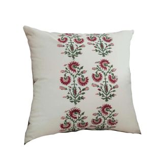 A block printed reversible neutral cushion cover
