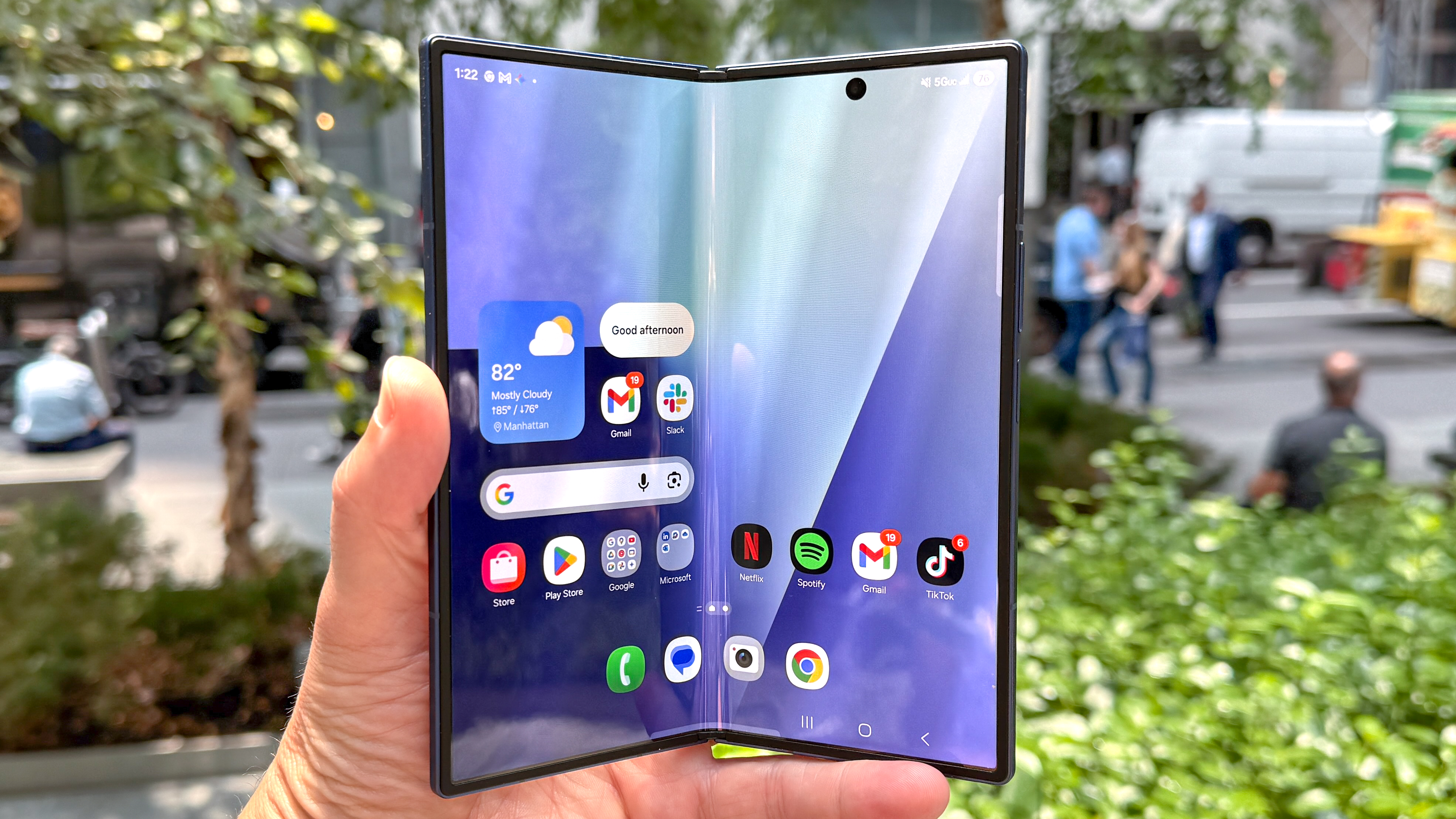 Samsung Galaxy Z Fold 7 shown in hand