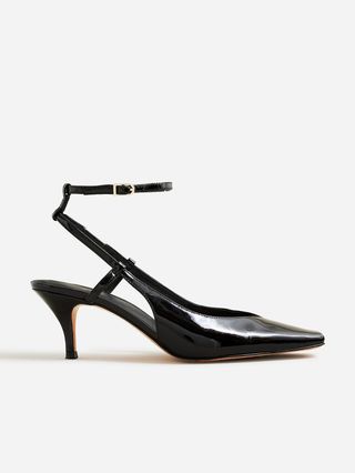 Leona Ankle-Strap Heels in Croc-Embossed Leather