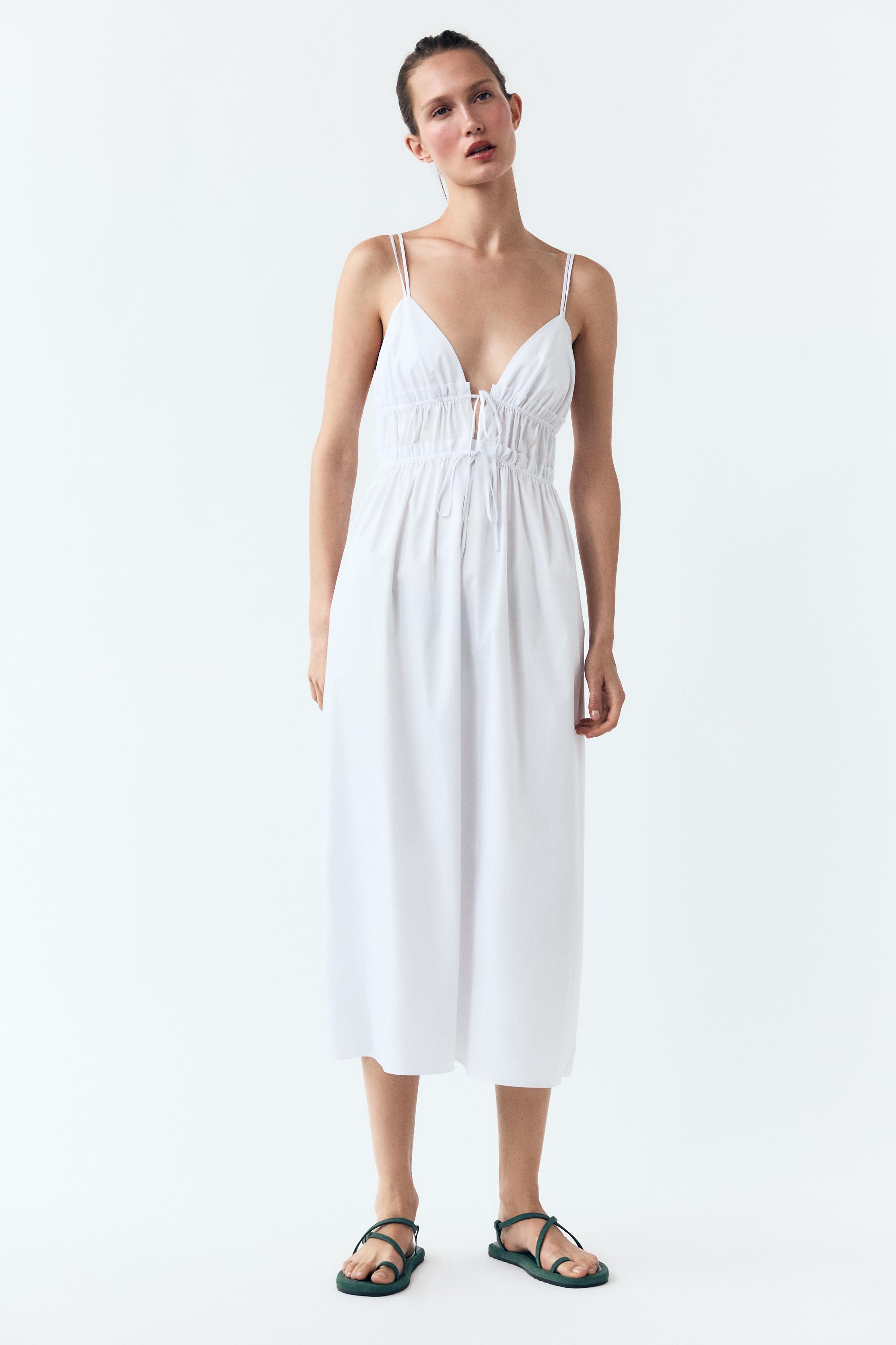 Poplin Midi Dress With Straps