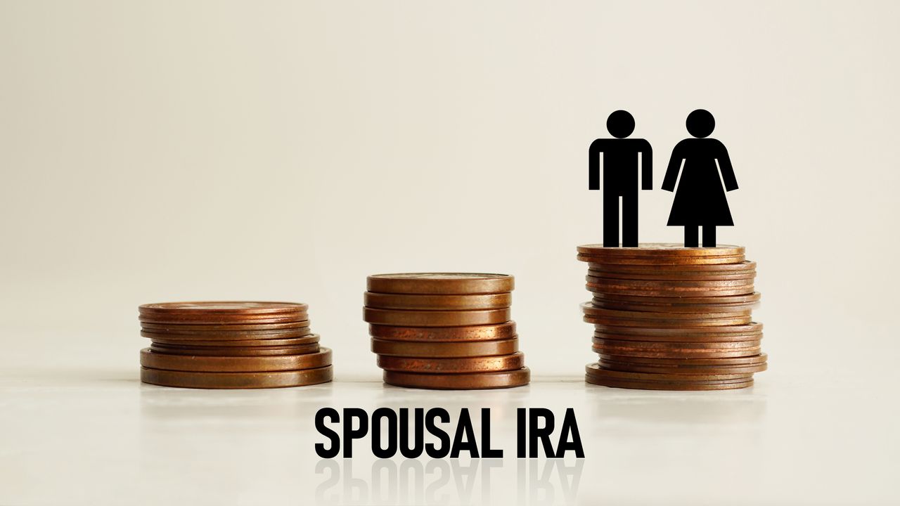 Spousal IRA is shown using the text. Individual retirement account.