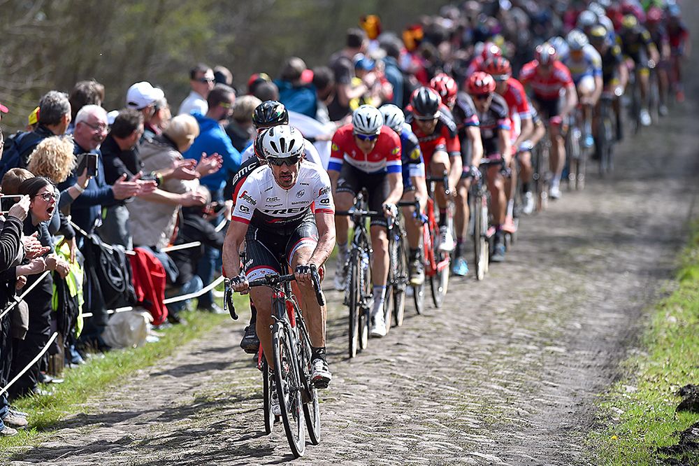 Fabian Cancellara looks for the smooth line