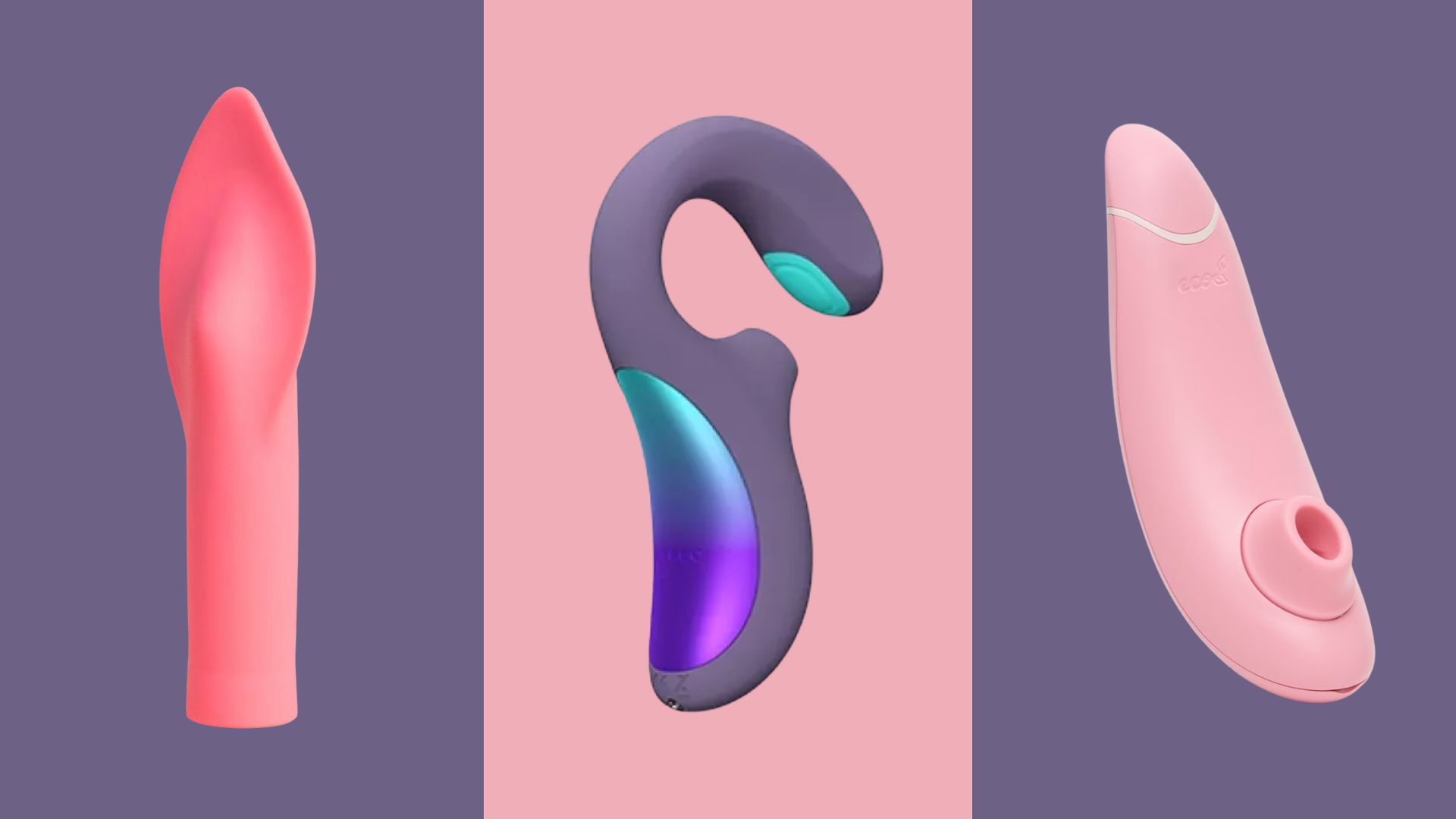 The best luxury sex toys, (L-R): Smile Makers' The Firefighter, LELO Enigma Double Sonic, Womanizer Premium Eco