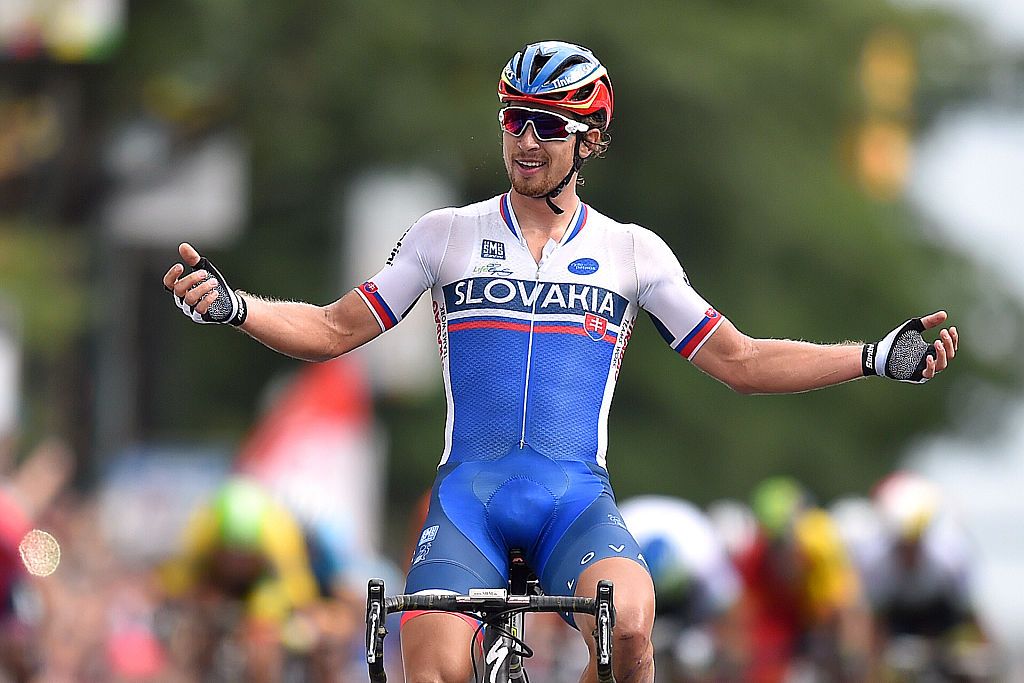 Cycling: Road World Championships 2015 / Men Elite
Arrival/ SAGAN Peter (SVK) Celebration Joie Vreugde
Richmond - Richmond (261,4Km)/
Hommes Mannen / WC Championat du Monde Route / Wereldkampioenschap Weg /&Acirc;&copy;Tim De Waele