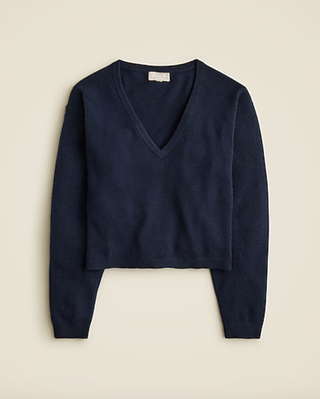 J.Crew Cashmere Relaxed Cropped V-Neck Sweater