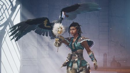 Condor emotes with her vulture in Highguard