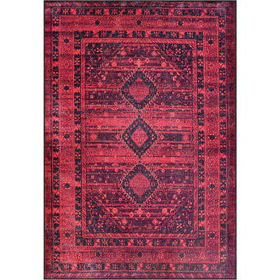 red antique style washable rug