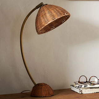 desk lamp with rattan head and base
