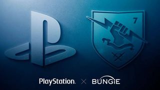 PlayStation and Bungie logos on a blue background