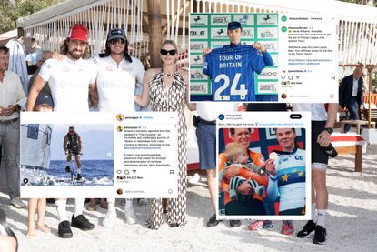 Peter Sagan with social media posts overlaid