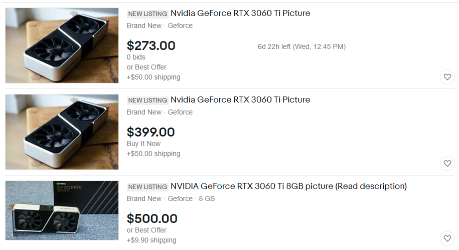 Scam the Scalpers? eBay Vigilantes Are Selling Pics of RTX 3060 Tis