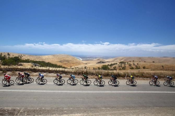 The peloton under the hot Australian sun