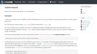 Rclone's webpage explaining how to mount a remote cloud drive locally
