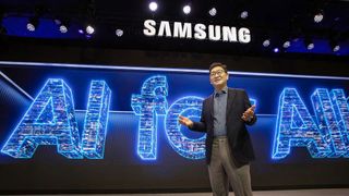 Han Jong-hee, CEO of Samsung Electronics, speaks at the CES 2024 show.