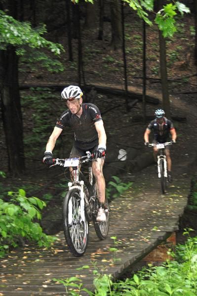 Jeff Schalk (Trek Co-op) on his way to winning the 2010 Mohican 100 miler.