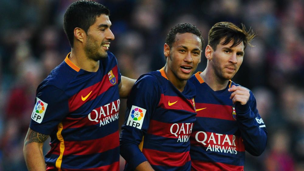 Barcelona squad tease Messi, Suarez and Neymar in rondo exercise ...