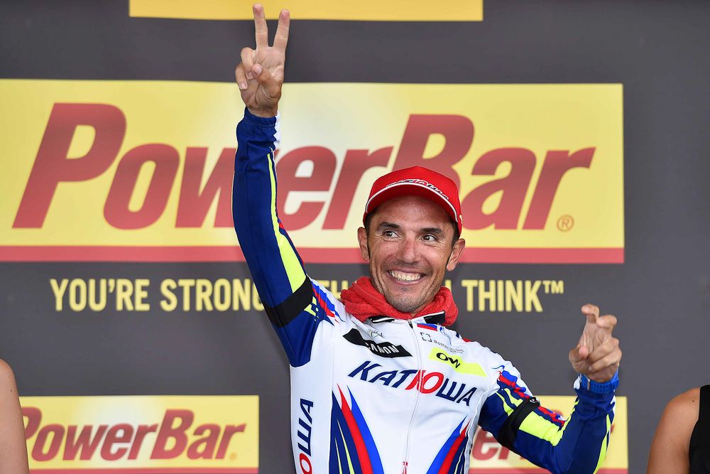 Joaquim Rodr&iacute;guez on the stage 12 podium.