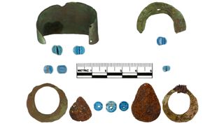 Artifacts found at Indigenous Alaskan sites include glass blue beads, copper bracelets and bangles, and iron pendants.