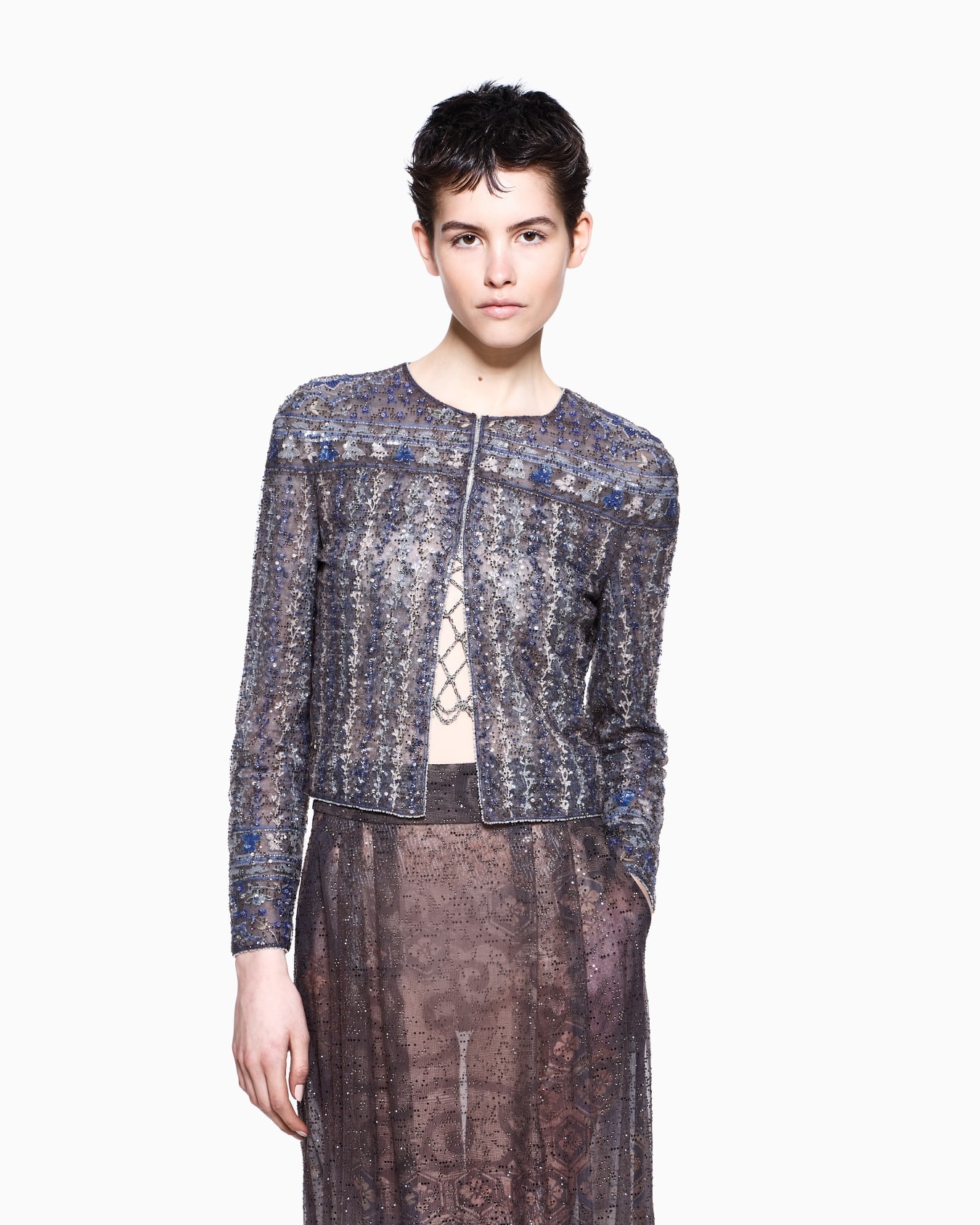 Giorgio Armani, Embroidered Tulle Shirt Jacket