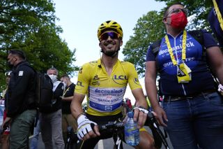 Julian Alaphilippe in the yellow jersey at the Tour de France