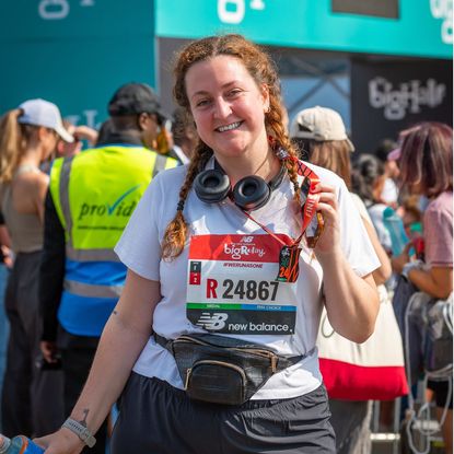 Jadie at the Big Half half marathon after using the Garmin training plan