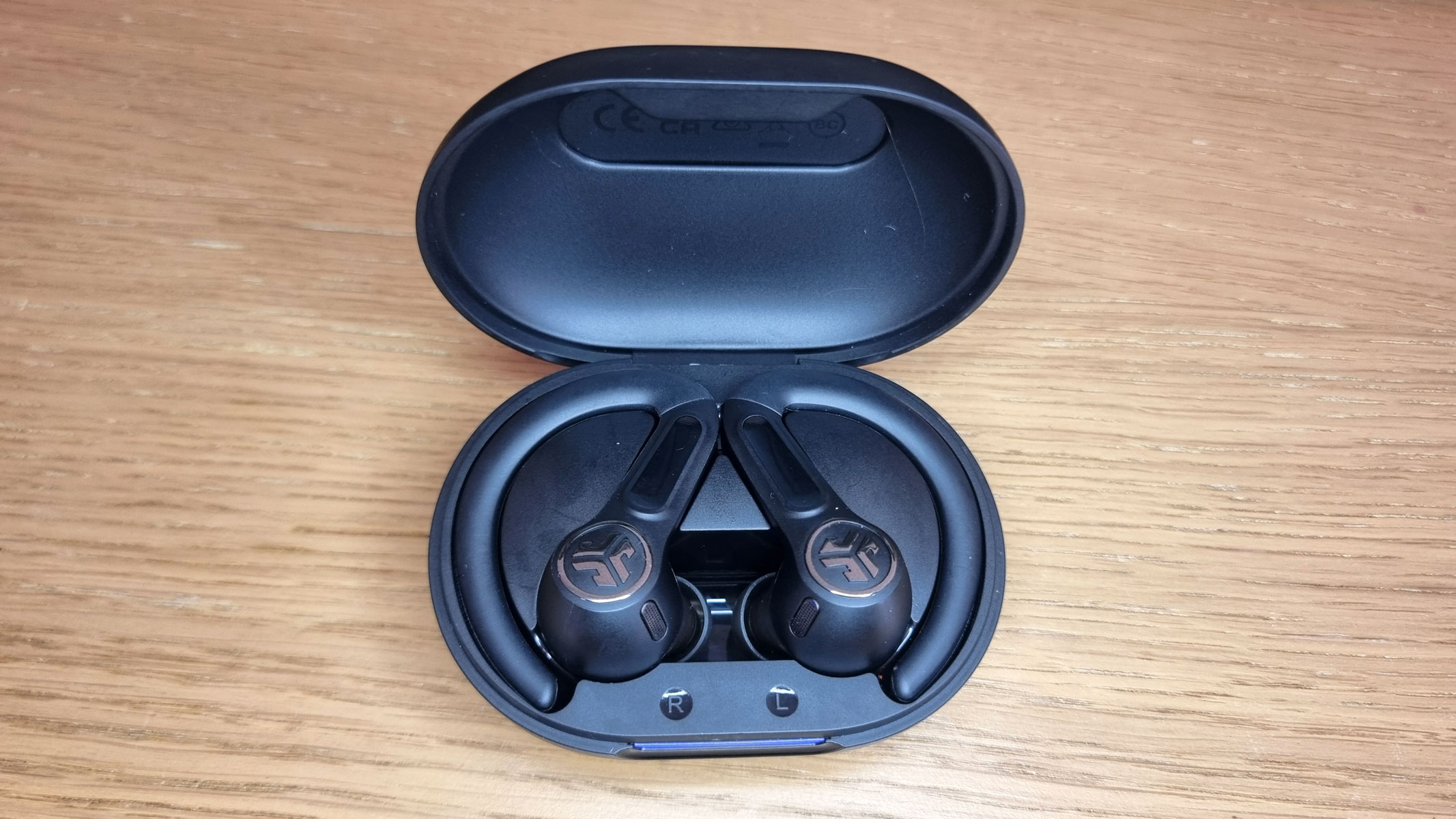 a picture of the JLab Epic Sport ANC 3 earbuds in an open charging case