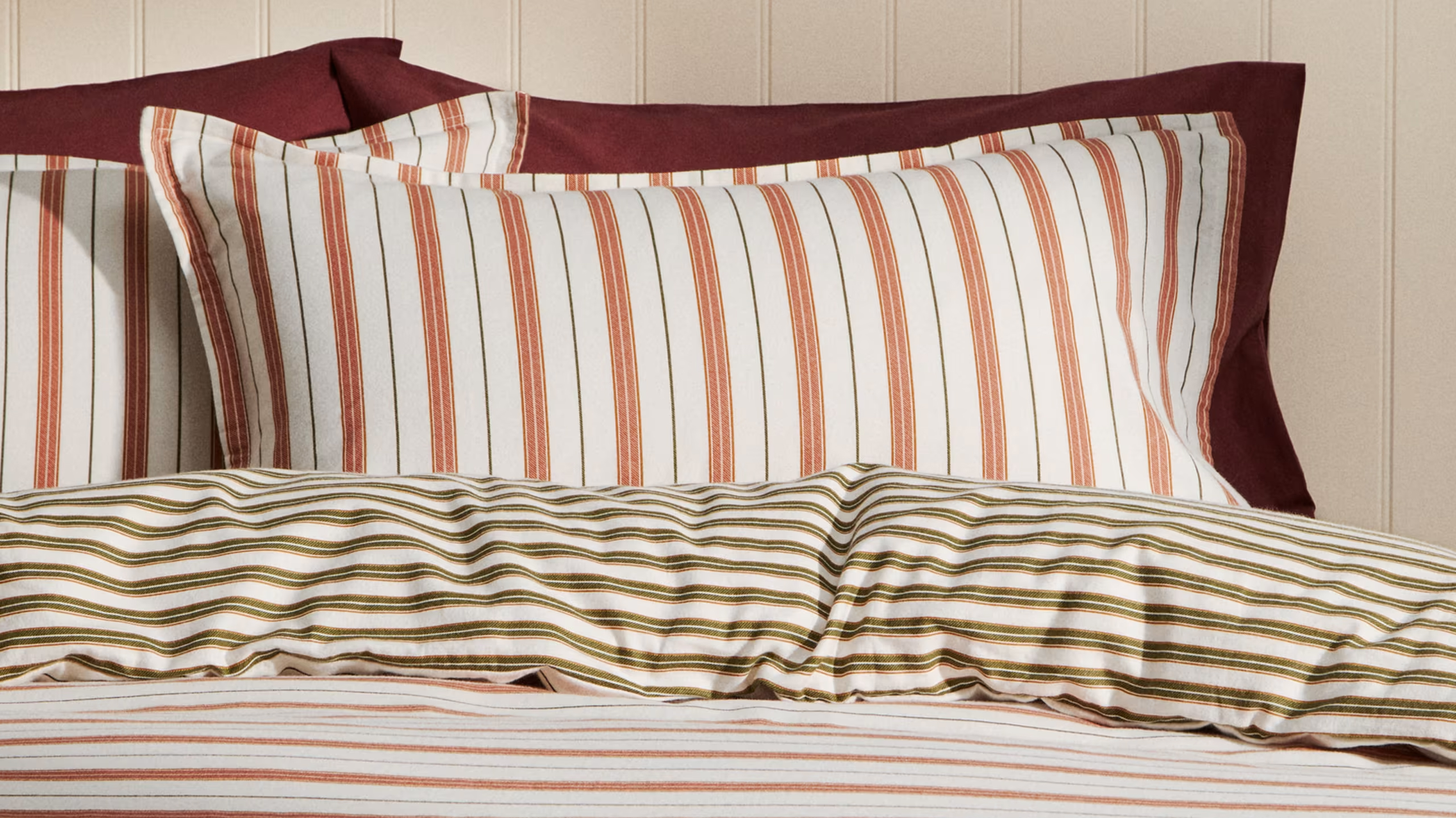 M&amp;S Pure Brushed Cotton Striped Bedding Set