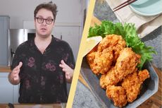 Chef Tim Anderson and a plate of chicken karaage