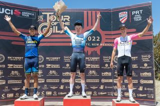 Stage podium: Tyler Stites (Project Echelon Racing) 1st, Ignaci Prado Juarez (Canel's Zerouno) 2nd, Xander White (CS Velo) 3rd.