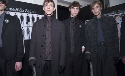 Models wearing clothing by Ermenegildo Zegna Couture