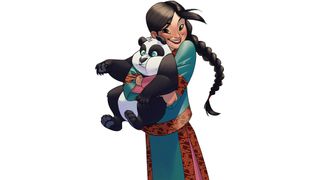 Girl with panda in colour