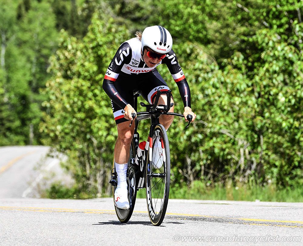 Leah Kirchmann (Team Sunweb) on her way to the 2018 Canadian time trial national championships title