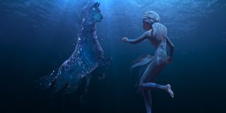 Elsa sees water horse in Frozen 2 trailer.