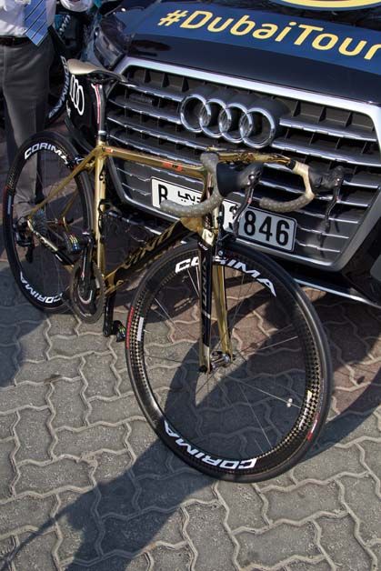 Another view of the gold bike