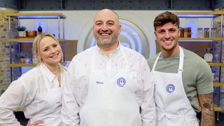 Celebrity MasterChef 2023 finalists - Amy Walsh, Wynne Evans and Luca Bish together in the kitchen