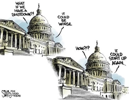 Political cartoon U.S. government shutdown Congress